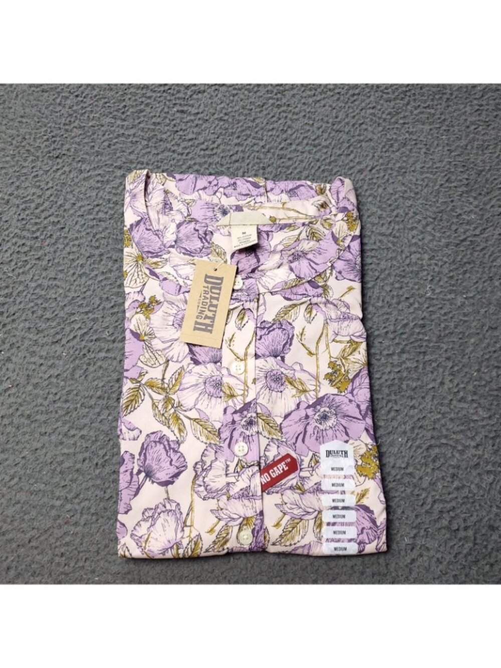 NEW $69.50 Duluth Womens M Medium Floral Wrinkle Fighter Tunic No Gape Purple - Picture 6 of 10